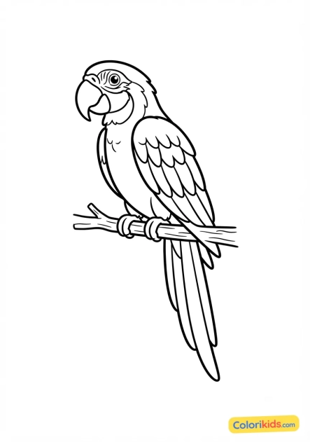 Coloriage à imprimer : perroquet Ara bleu et jaune