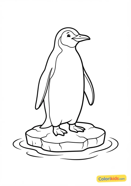 Coloriage à imprimer : pingouin élégant sur la banquise