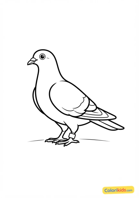 Coloriage à imprimer : pigeon voyageur avec sa bague