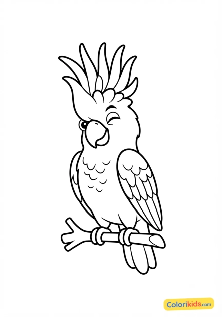 Coloriage à imprimer : cacatoès à huppe jaune espiègle