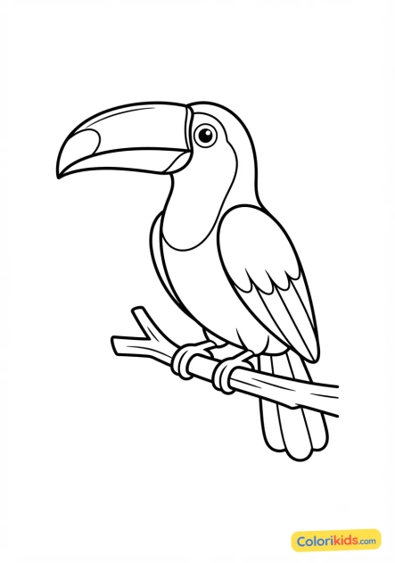 Coloriage à imprimer : toucan toco avec son grand bec coloré