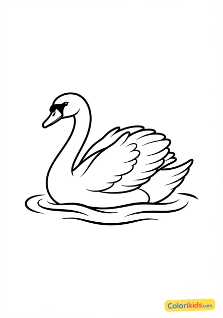 Coloriage à imprimer : cygne blanc glissant sur l'eau calme