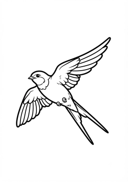 Voir le coloriage Hirondelle de cheminée en plein vol