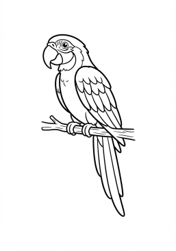 Voir le coloriage Perroquet Ara bleu et jaune