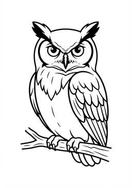 Voir le coloriage Hibou grand-duc aux yeux perçants