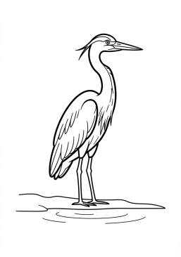 Voir le coloriage Héron cendré au bord d'un étang