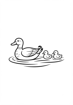 Voir le coloriage Canard colvert et ses canetons