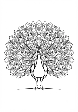 Voir le coloriage Paon faisant sa magnifique roue