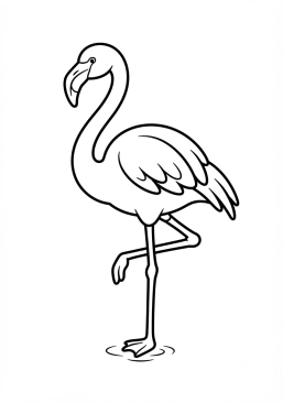 Voir le coloriage Flamant rose se tenant sur une patte