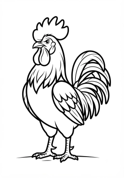 Voir le coloriage Coq fier avec sa crête rouge