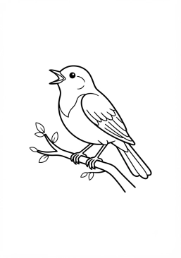 Voir le coloriage Rossignol chanteur sur une branche