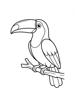 Voir le coloriage Toucan toco avec son grand bec coloré