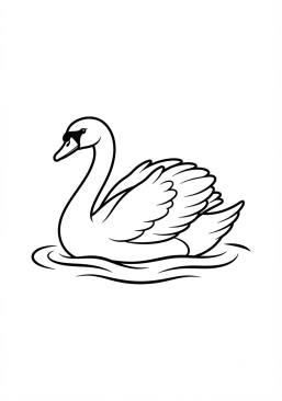 Voir le coloriage Cygne blanc glissant sur l'eau calme