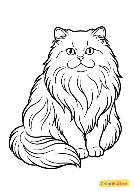 Desenho para colorir para imprimir: gato Persa com pelos longos e sedosos