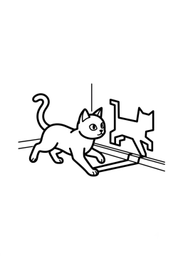 Dibujo para colorear Gato persiguiendo una sombra en la pared