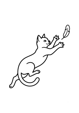 Dibujo para colorear Gato saltando para atrapar una pluma