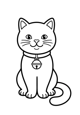 Dibujo para colorear Gato con un collar de cascabel