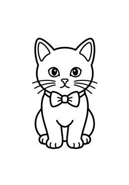 Dibujo para colorear Gatito con una elegante pajarita pequeña