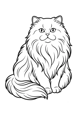 Dibujo para colorear Gato persa con pelo largo y sedoso