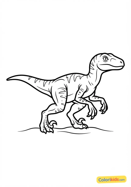Coloriage à imprimer : vélociraptor agile à l'affût