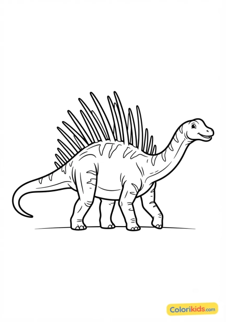 Coloriage à imprimer : amargasaurus avec ses longues épines dorsales