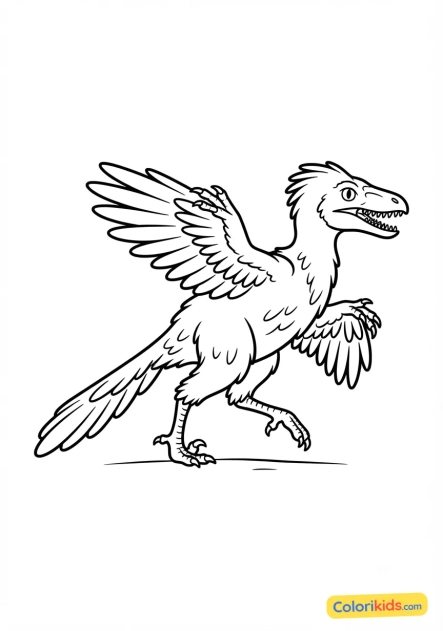Coloriage à imprimer : archaeopteryx entre dinosaure et oiseau