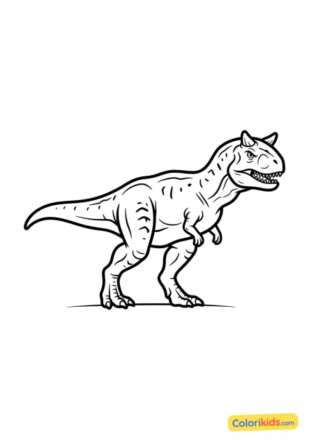 Coloriage à imprimer : carnotaurus féroce aux cornes frontales