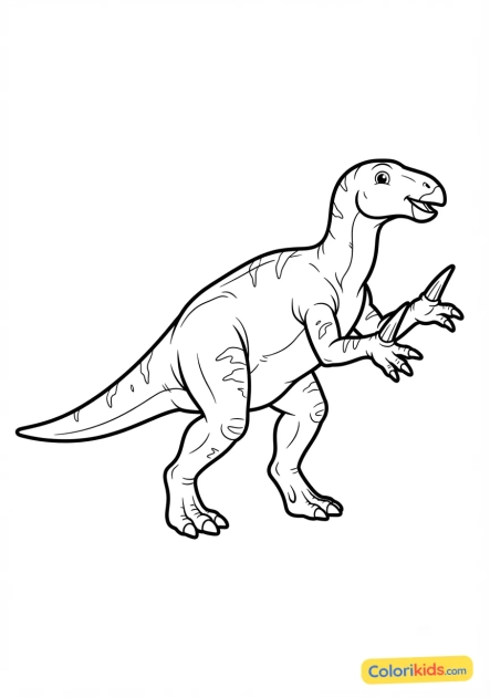 Coloriage à imprimer : iguanodon montrant ses pouces pointus