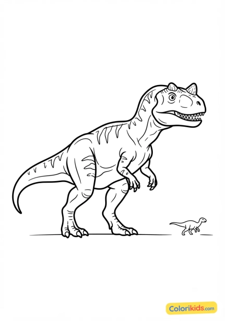 Coloriage à imprimer : majungasaurus observant sa proie