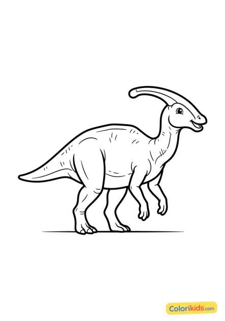 Coloriage à imprimer : parasaurolophus avec sa crête tubulaire