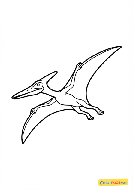 Coloriage à imprimer : ptéranodon planant dans le ciel préhistorique