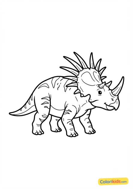 Coloriage à imprimer : styracosaure avec sa collerette à cornes