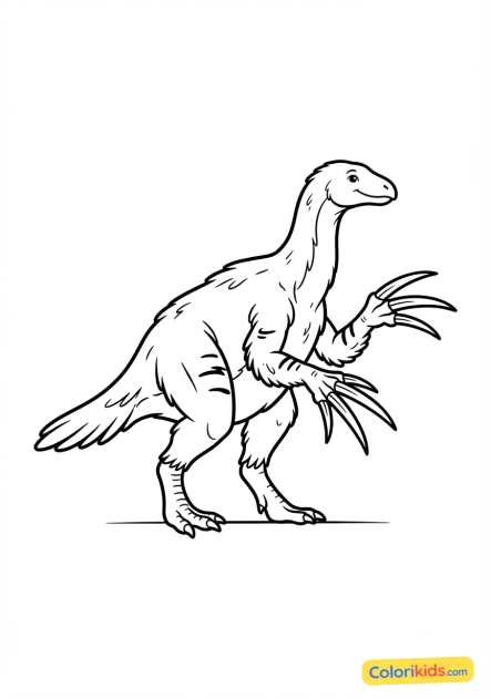 Coloriage à imprimer : therizinosaurus avec ses griffes immenses