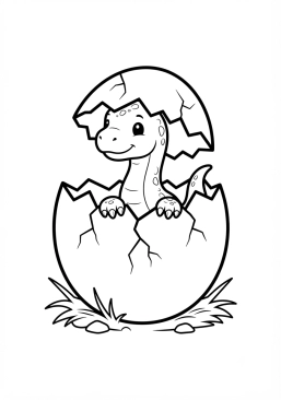 Voir le coloriage Bébé dinosaure sortant de son oeuf