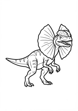 Voir le coloriage Dilophosaurus avec sa collerette déployée