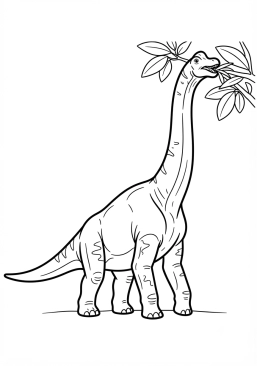 Voir le coloriage Brachiosaure géant mangeant des feuilles hautes