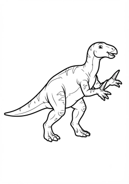Voir le coloriage Iguanodon montrant ses pouces pointus