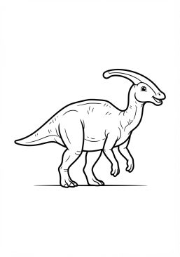 Voir le coloriage Parasaurolophus avec sa crête tubulaire