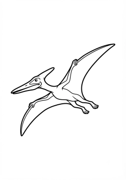 Voir le coloriage Ptéranodon planant dans le ciel préhistorique