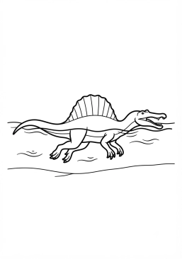 Voir le coloriage Spinosaurus nageant dans une rivière