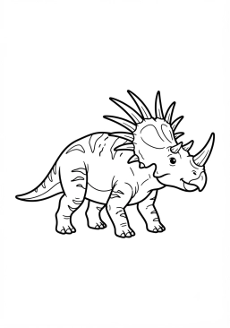 Voir le coloriage Styracosaure avec sa collerette à cornes