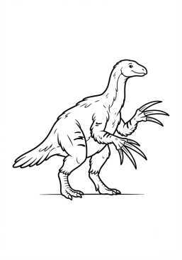 Voir le coloriage Therizinosaurus avec ses griffes immenses