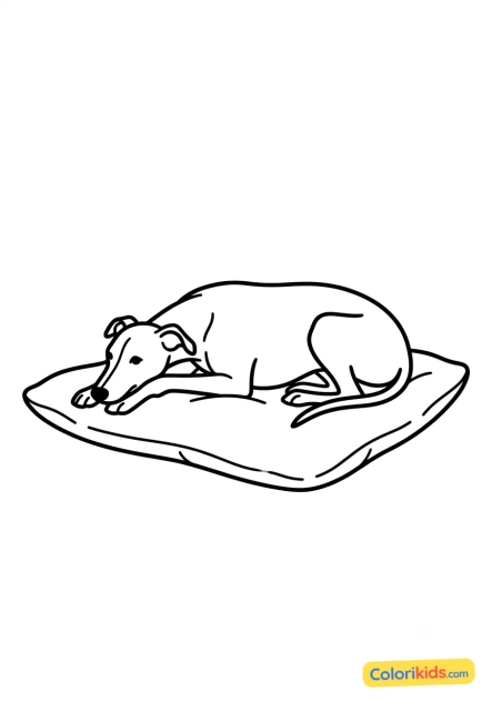 Dibujo para colorear para imprimir: whippet recostado cómodamente