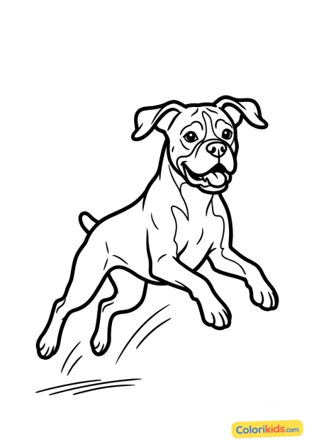 Ausmalbild zum Ausdrucken: energetischer Boxer beim Springen