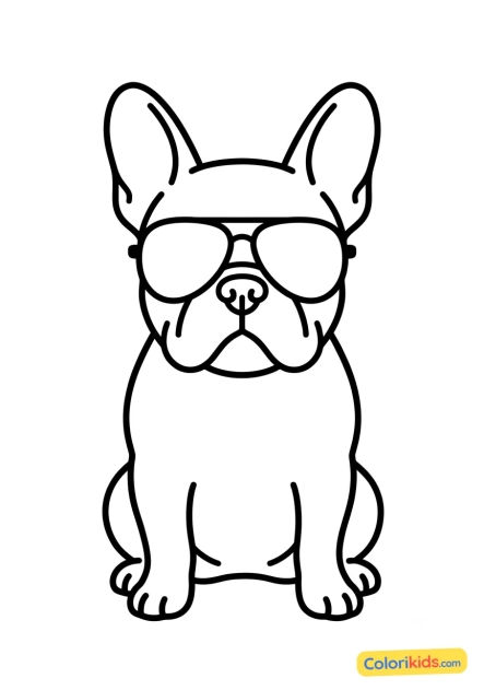 Dibujo para colorear para imprimir: bulldog francés con gafas de sol