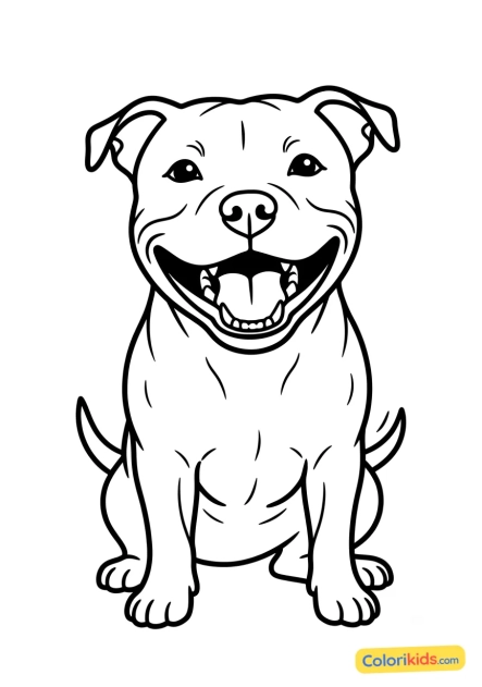 Dibujo para colorear para imprimir: staffie con una gran sonrisa