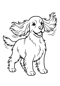Dibujo para colorear Cocker Spaniel con orejas largas al viento