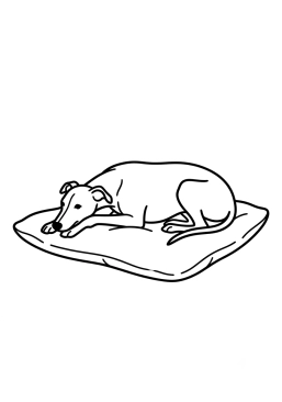 Dibujo para colorear Whippet recostado cómodamente