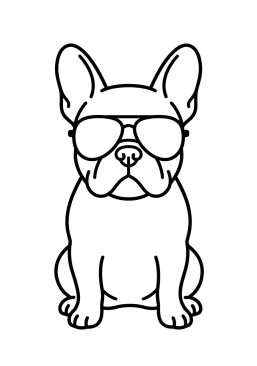 Dibujo para colorear Bulldog francés con gafas de sol