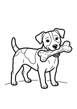 Dibujo para colorear Jack Russell Terrier con un hueso